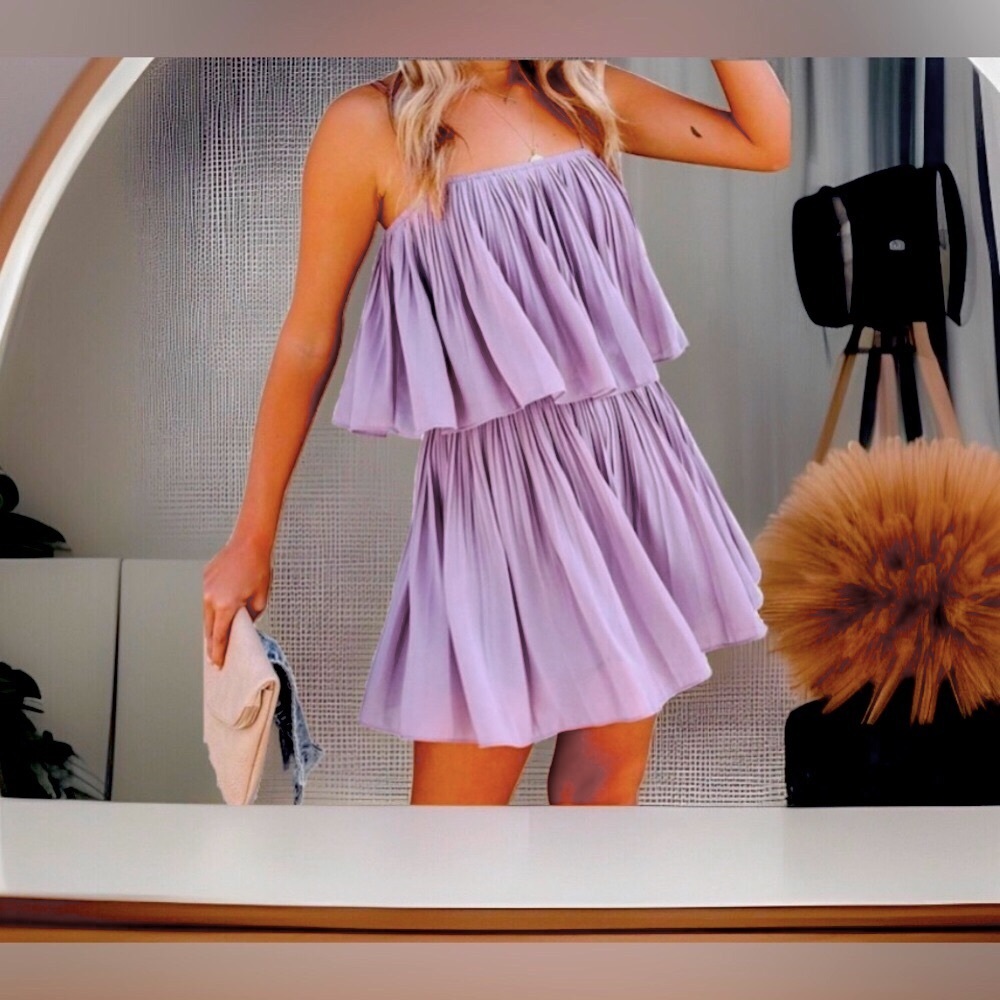 Exlura lavender pleated shorts romper w/ adj. spaghetti straps NEW small 🎉SALE